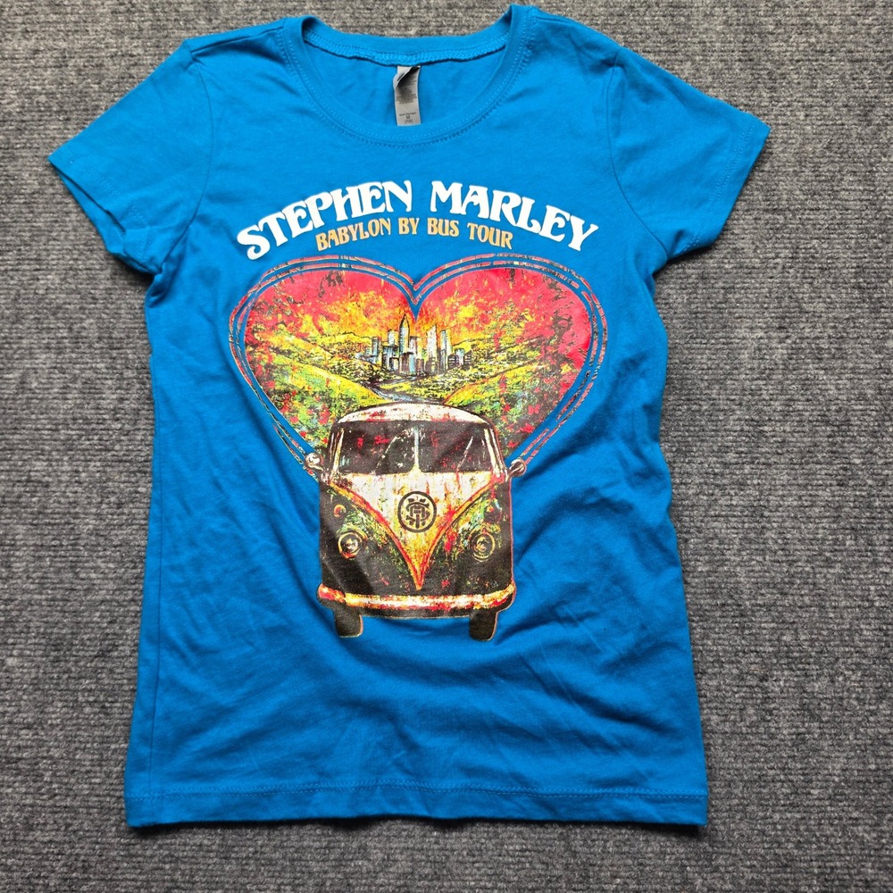 Stephen Marley Babylon By Bus Tour Kids Blue Graphic T-Shirt Size M 7/8